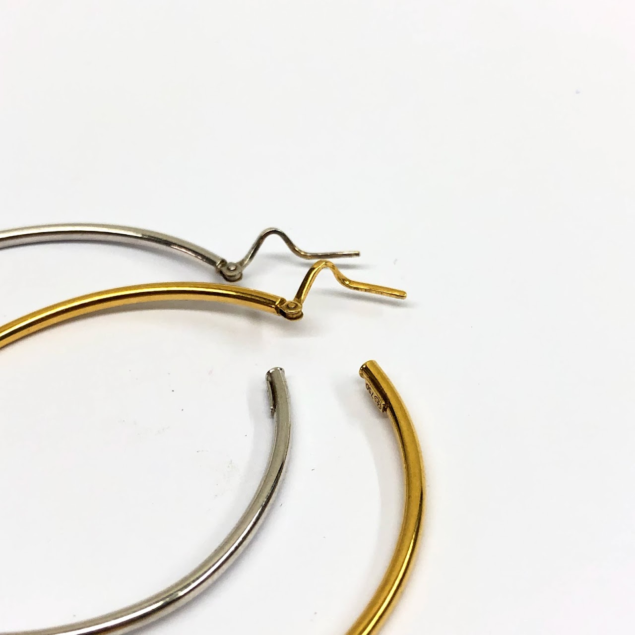 18K White and Yellow Gold Hoop Earrings