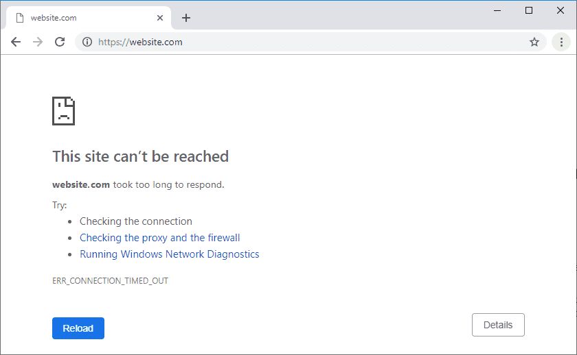 แก้ไข ERR_CONNECTION_TIMED_OUT ใน Google Chrome