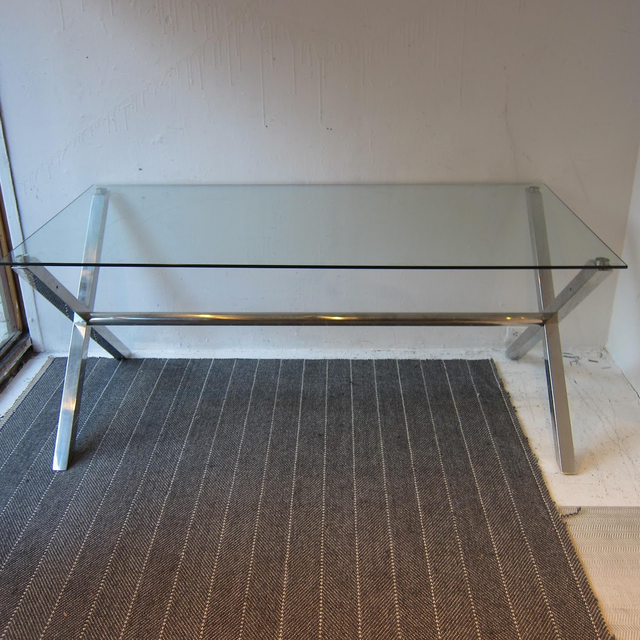 Plate Glass & Chrome Dining Table