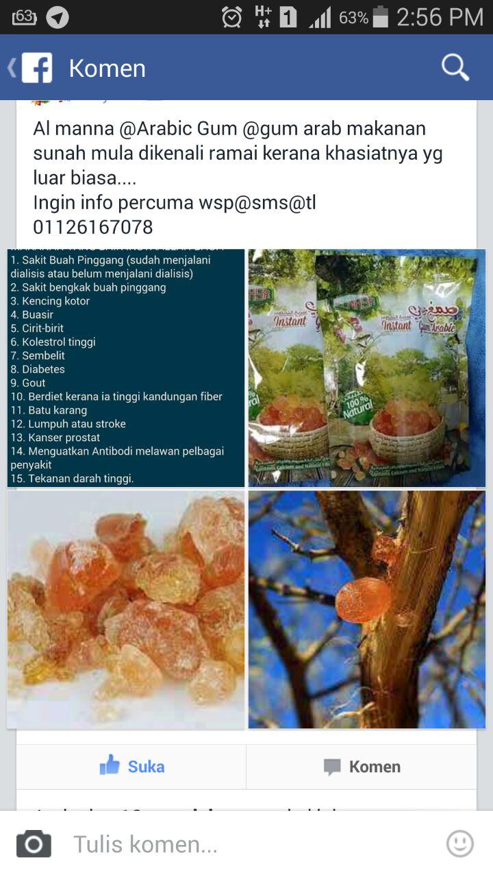 Rawatan Herba Dan Pemakanan: Testimoni Al manna / arabic gum