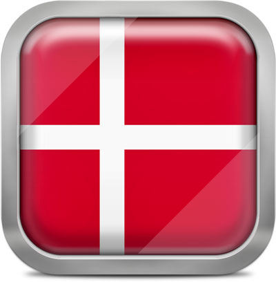 Denmark square flag with metallic frame
