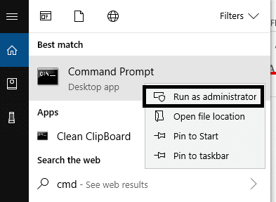 Type command prompt in the Windows search bar and open it