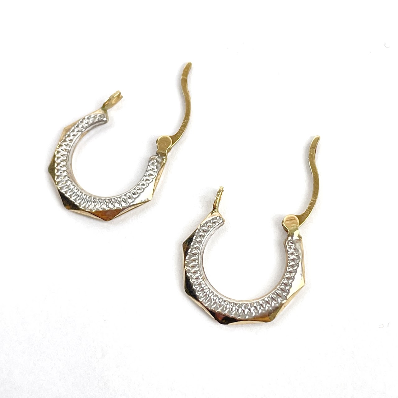 14K White & Yellow Gold Hoop Earrings