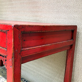 Chinese Red Lacquered Desk