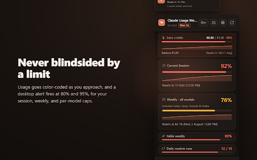 Claude Usage Monitor: Fable, Session & Weekly Limits screenshot 3