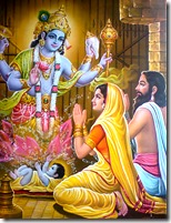 [Devaki and Vasudeva praying to Krishna]