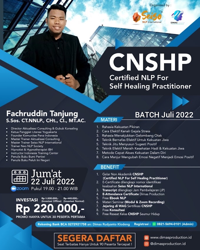 WA.0821-5694-0101 | Certified NLP For Self Healing Practitioner (CNSHP) 22 Juli 2022