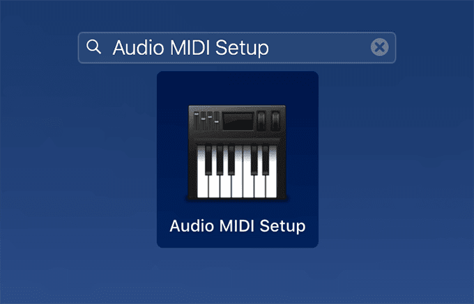 Configuración de audio MIDI en la barra de búsqueda