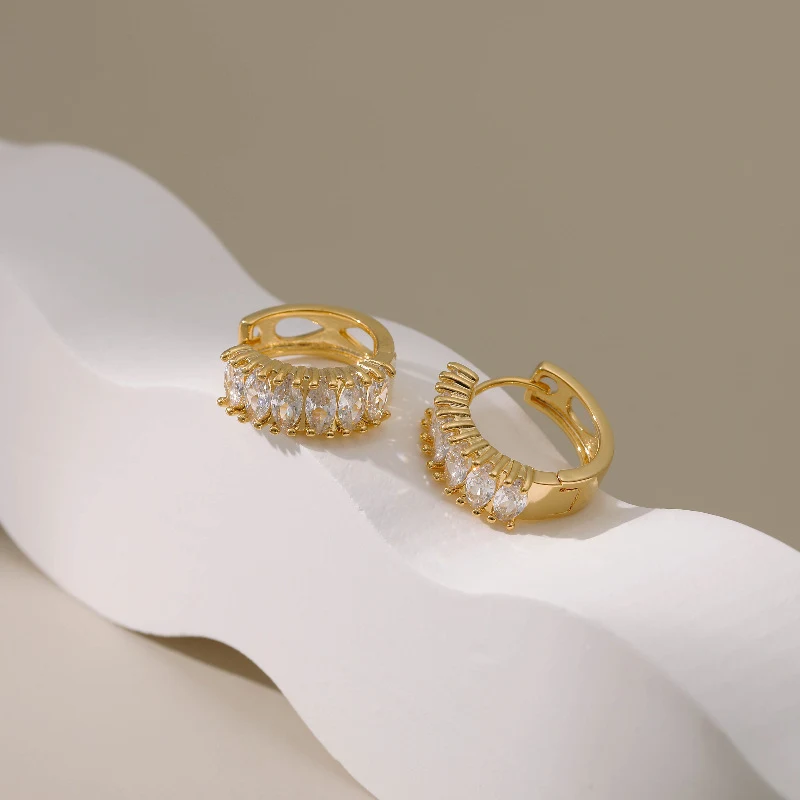 Dames ronde oorbellen met zirkonia, echt goud verguld, voor dagelijkse elegantie en een stralende look, ideaal.