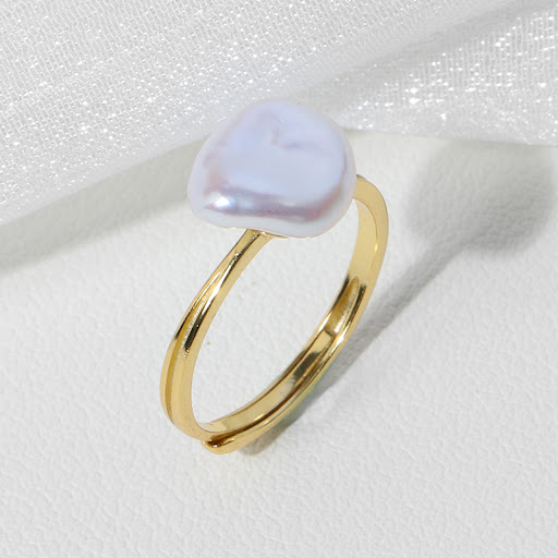 Title 5, Baroque Pearl Ring for Women Natural Elegance F...