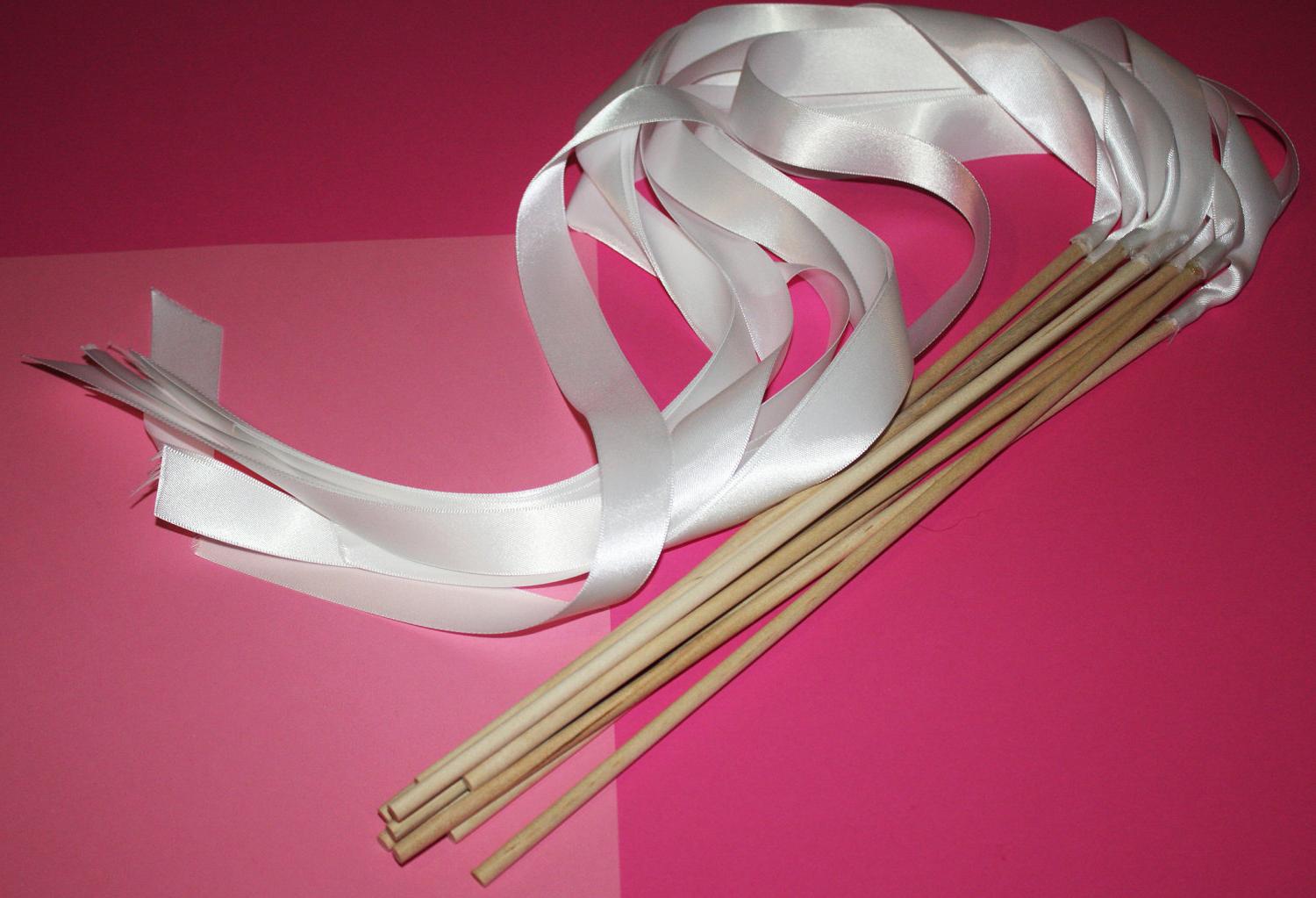 Satin Wedding Ribbon Wands - Custom Colors - Pack of 50 - Shown in Classic