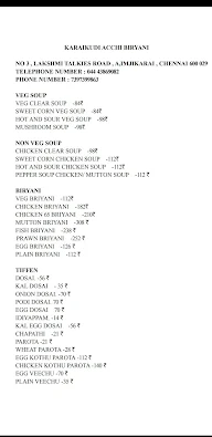 Karaikudi Aachi Biriyani menu 1