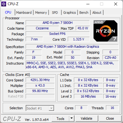 ASUS ROG Strix G17 G713QC: Processordetails