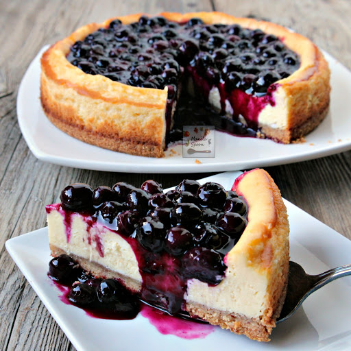 Delicious and creamy blueberry cheesecake with a luscious sweet-tangy sauce that brings this dessert over the top. Fresh or frozen blueberries can be used so it's an all-season dessert.