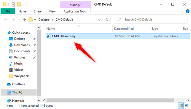 ไฟล์ CMD Default.reg