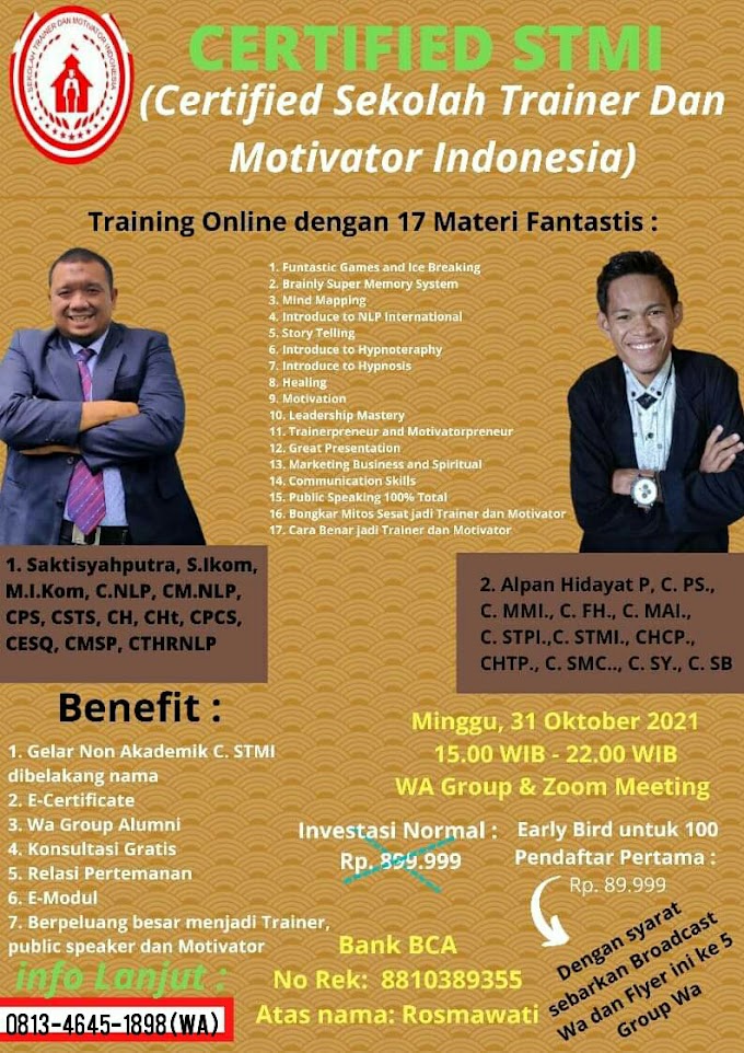 Certified School Of Trainer And Motivator Indonesia Batch 281