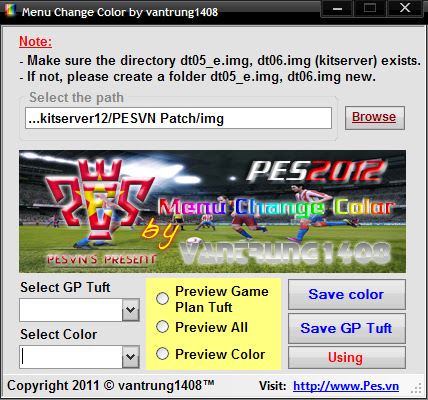 PES 2012 Color Changer Tool v1.2 - Pro Evolution Soccer 2012