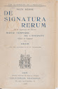 De Signatura Rerum (De la Signature des Choses,1908,in French)