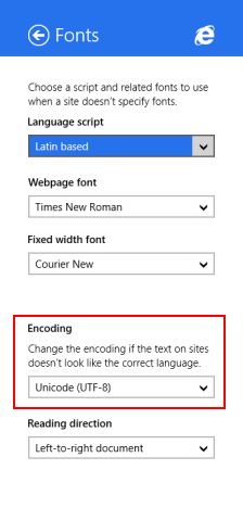 Internet Explorer, Windows 8.1, configuration, options, rendu, paramètres