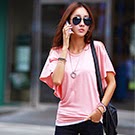 露肩垂墜寬袖抓皺修飾上衣 (共四色)-N.C21