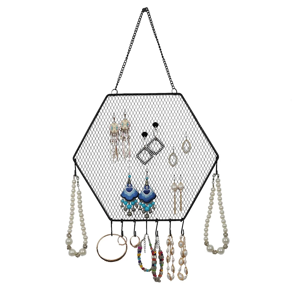 Présentoir Mural pour Bijoux – Boucles d'oreilles, Colliers, Bagues et Ornements avec Crochet. Rangement et Organisation Élégants.