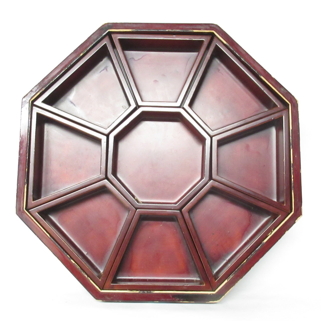 Chinese Wood & Mother Of Pearl Octagonal Box