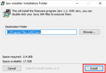 Cliquez sur Installer pour démarrer le processus d'installation