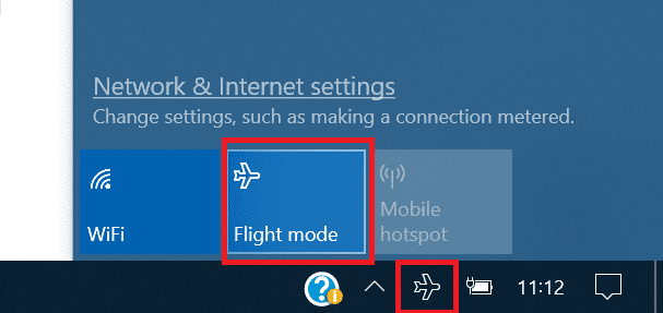 Haga clic en el icono junto al modo de vuelo para desactivarlo