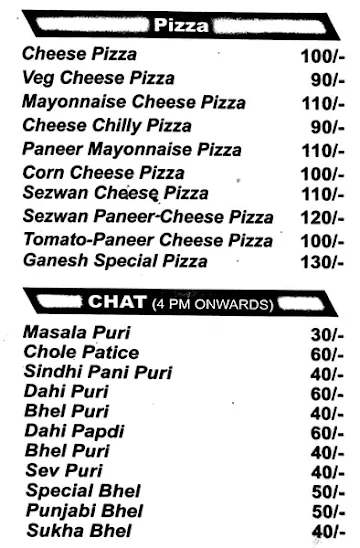 Ganesh Snack & Juice Corner menu 