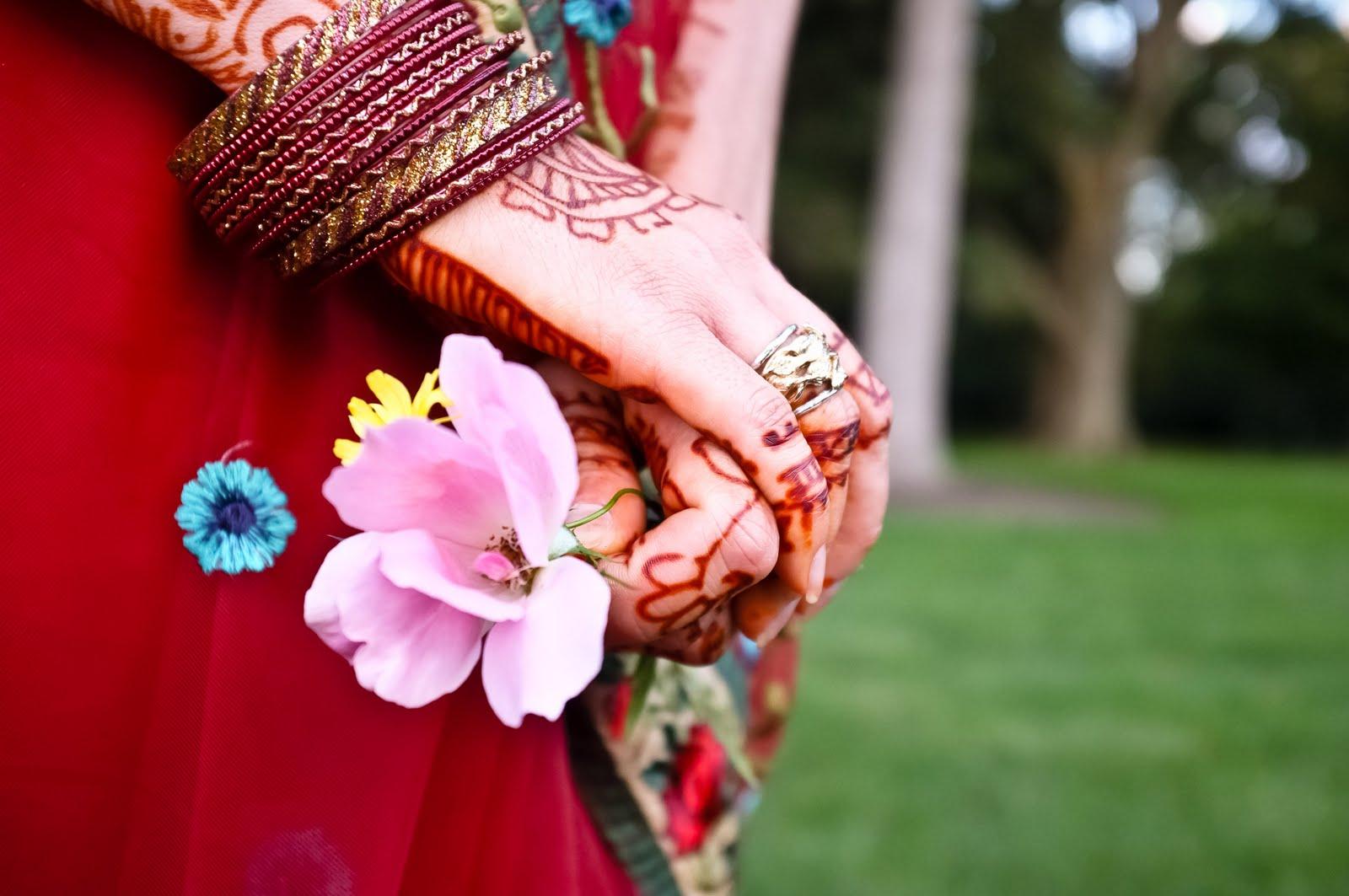 hands on her wedding day.