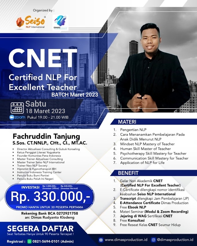 WA.0821-5694-0101 | Certified NLP For Excellent Teacher (CNET) 18 Maret 2023