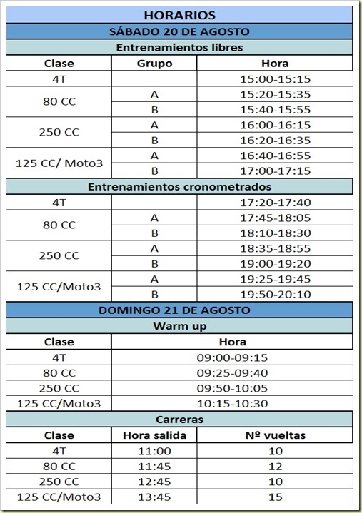 horarios