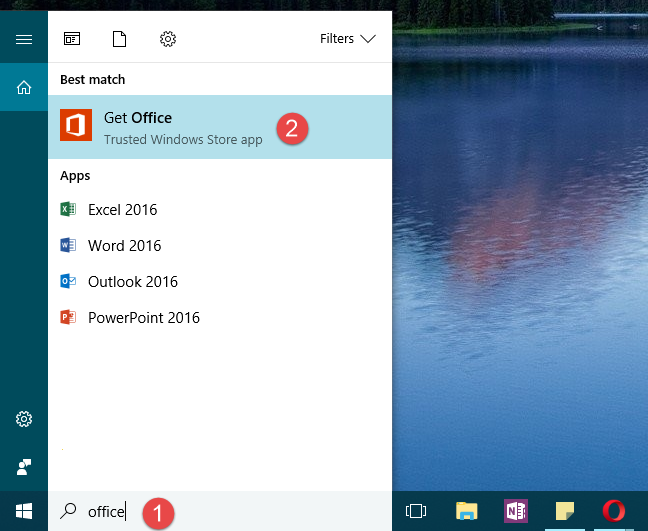 Obtenez Office, l'application, Windows 10