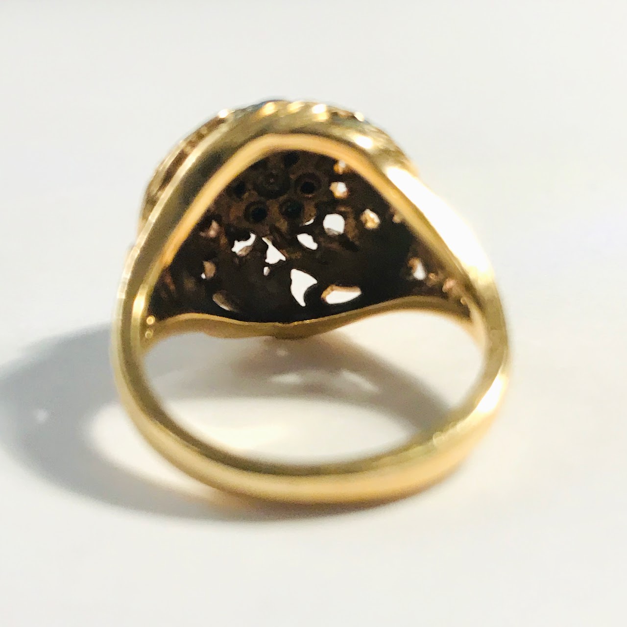 14K Gold, Sapphire and Diamond Domed Ring