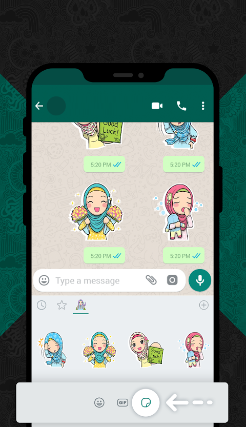 Cute Hijab Islamic Stickers for WhatsAppのおすすめ画像3