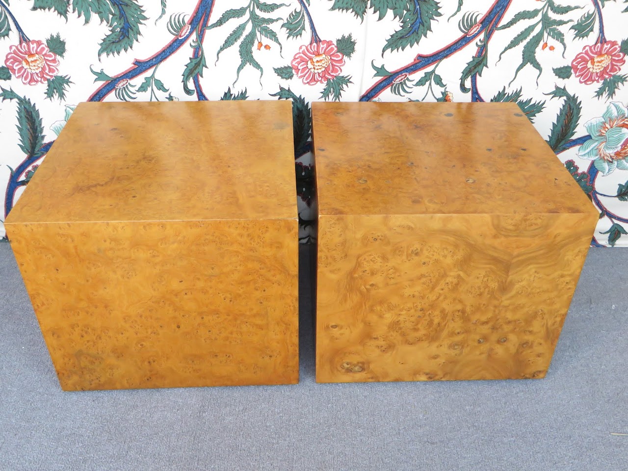 Burlwood Cube Table Pair 2