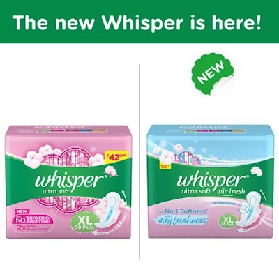 Whisper Ultra Soft Air Fresh Sanitary Pads - 50 pcs