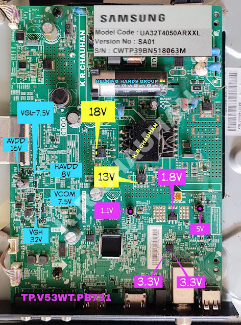 SAMSUNG TP.V53WT.PB731 MOTHER BOARD VOLTAGE DATA