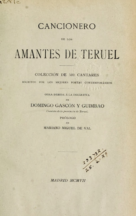 EL CANCIONERO DE LOS AMANTES DE TERUEL, 500 poemas. Cancionerodelosa00gascuoft_0009