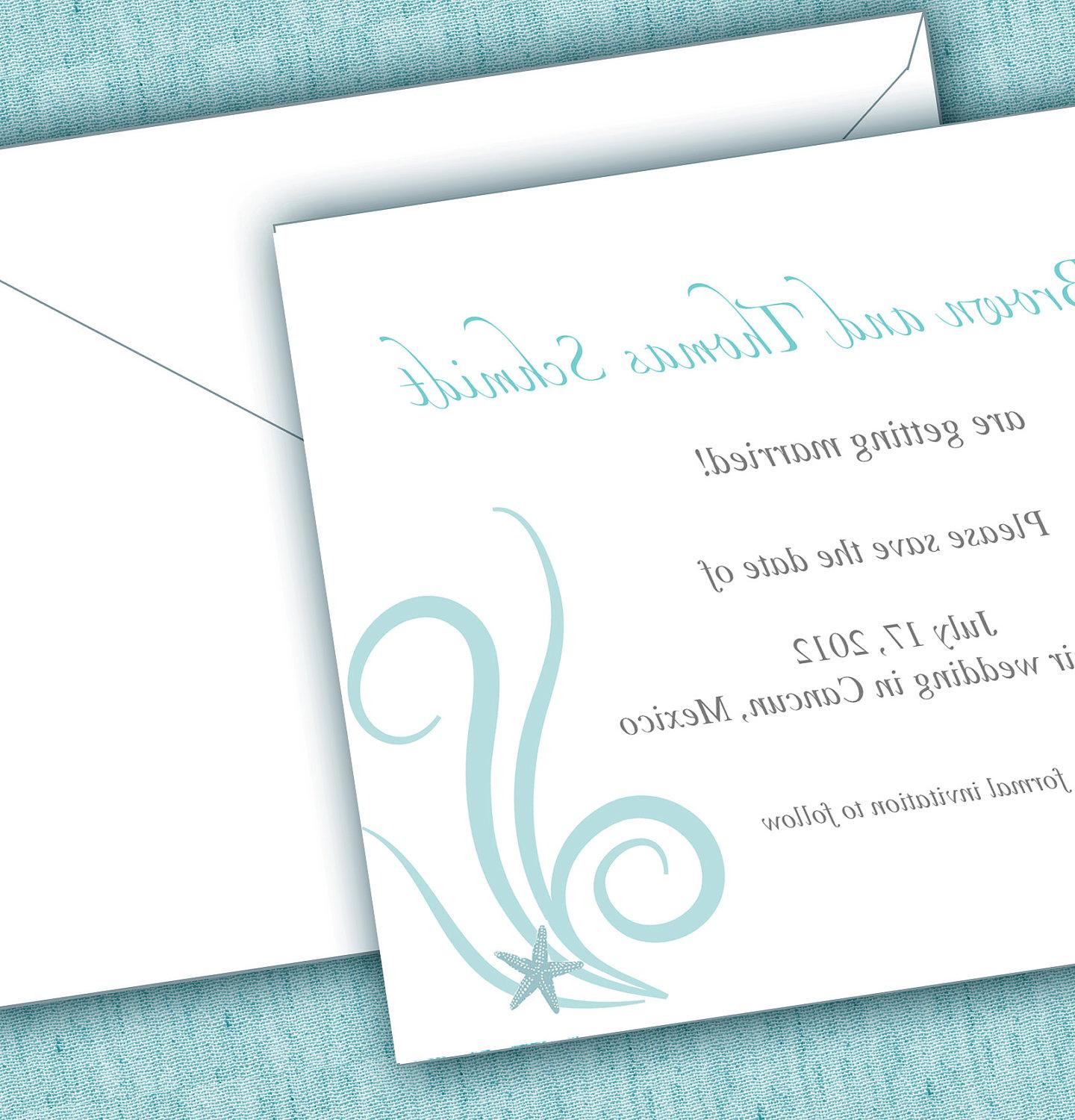 Tropical Aqua Starfish Save the Date Cards Sample. From crescentmoonpaper