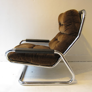 Mid-Century Modern Tubular Chrome Lounge Chair Pair