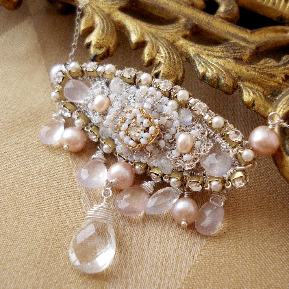 Bridal Bib Necklace- Blush