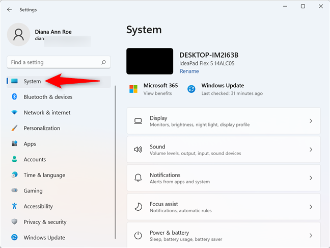 Ir a Configuración del sistema