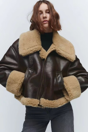 Title 14, Womens Casual Fur Brown Double-sided Short Coa...
