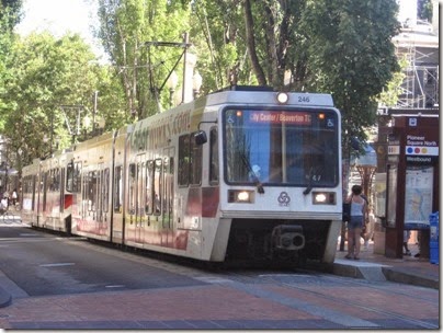 IMG_3540 TriMet MAX Type 2 Siemens SD660 LRV #246 at Pioneer Courthouse Square in Portland, Oregon on September 7, 2008