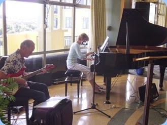 Denise and Brian Gunson played for us. Brian with his G&L electric guitar and Denise on the Kawai mini-grand piano.