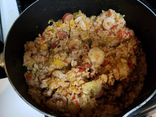 A pot of delicious Jambalaya