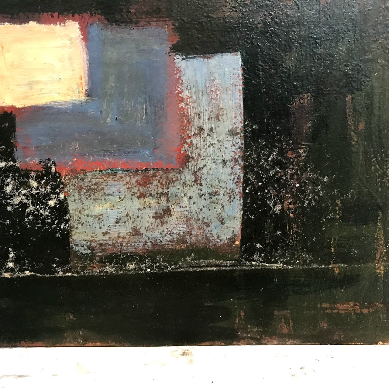 Martin Rosenthal Signed Modernist Abstract Oil, Dark Field