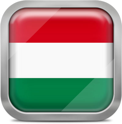 Hungary square flag with metallic frame 