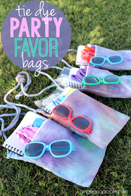 tie dye party favor bags at GingerSnapCrafts.com